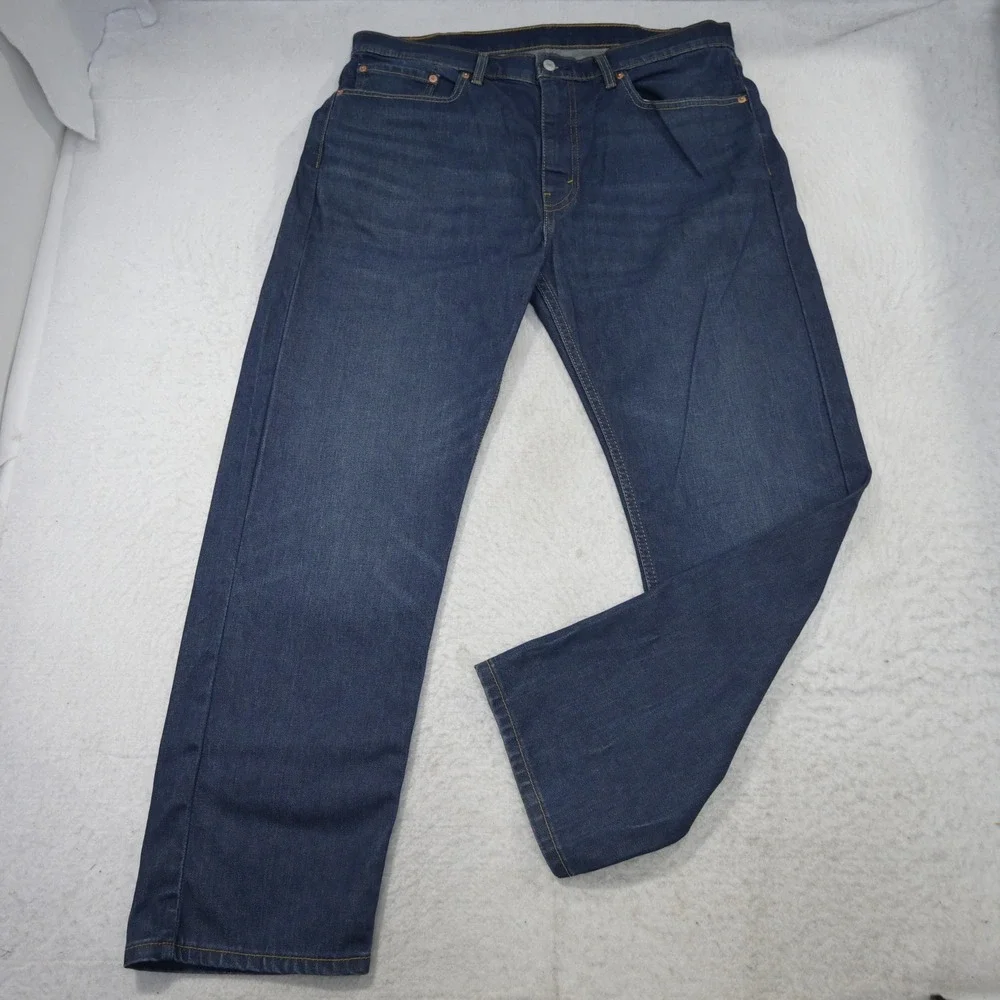 Levi's 505 Regular Fit Straight Leg Stretch Denim Blue Jeans Mens Size 38 x 30